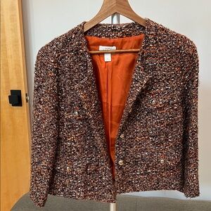 LOFT Women's Tweed Blazer - Orange and Black